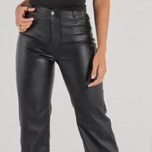 Zara Black Straight Leg Leather Pants- SIZE 2